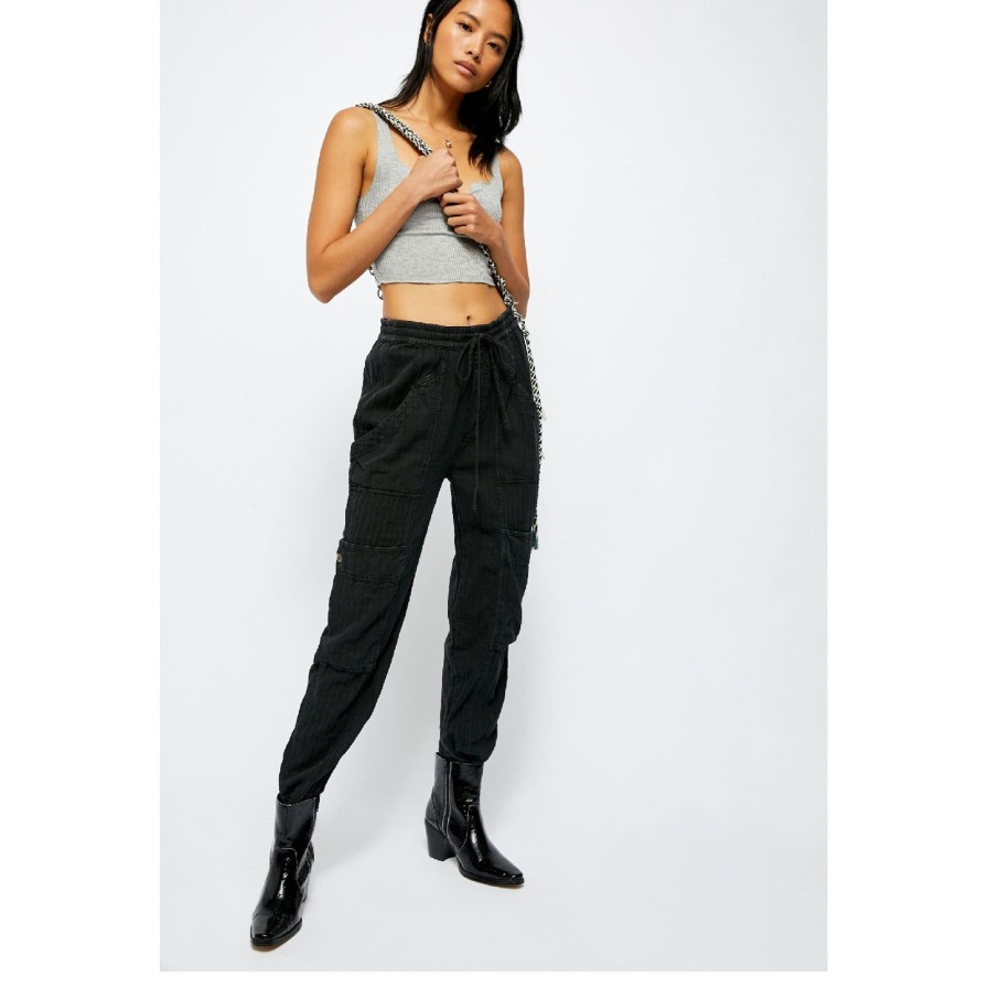 Women Free People Bottoms | Feelin Good Utility Pull On- Black