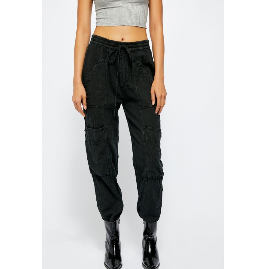 Women Free People Bottoms | Feelin Good Utility Pull On- Black