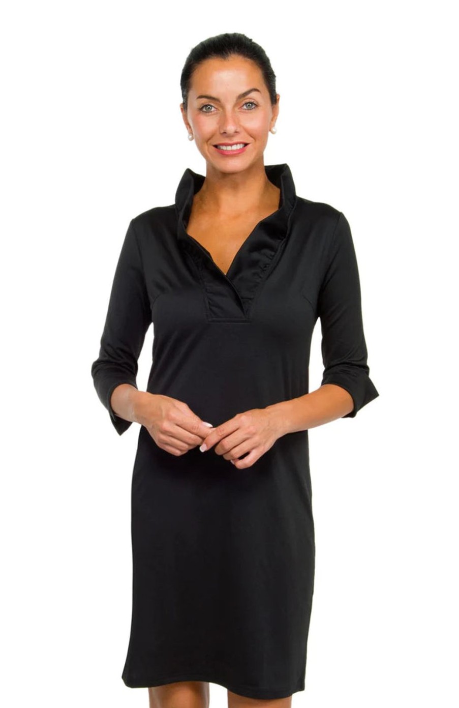 Women Gretchen Scott Dresses | Ruffle Collar Dress-Black