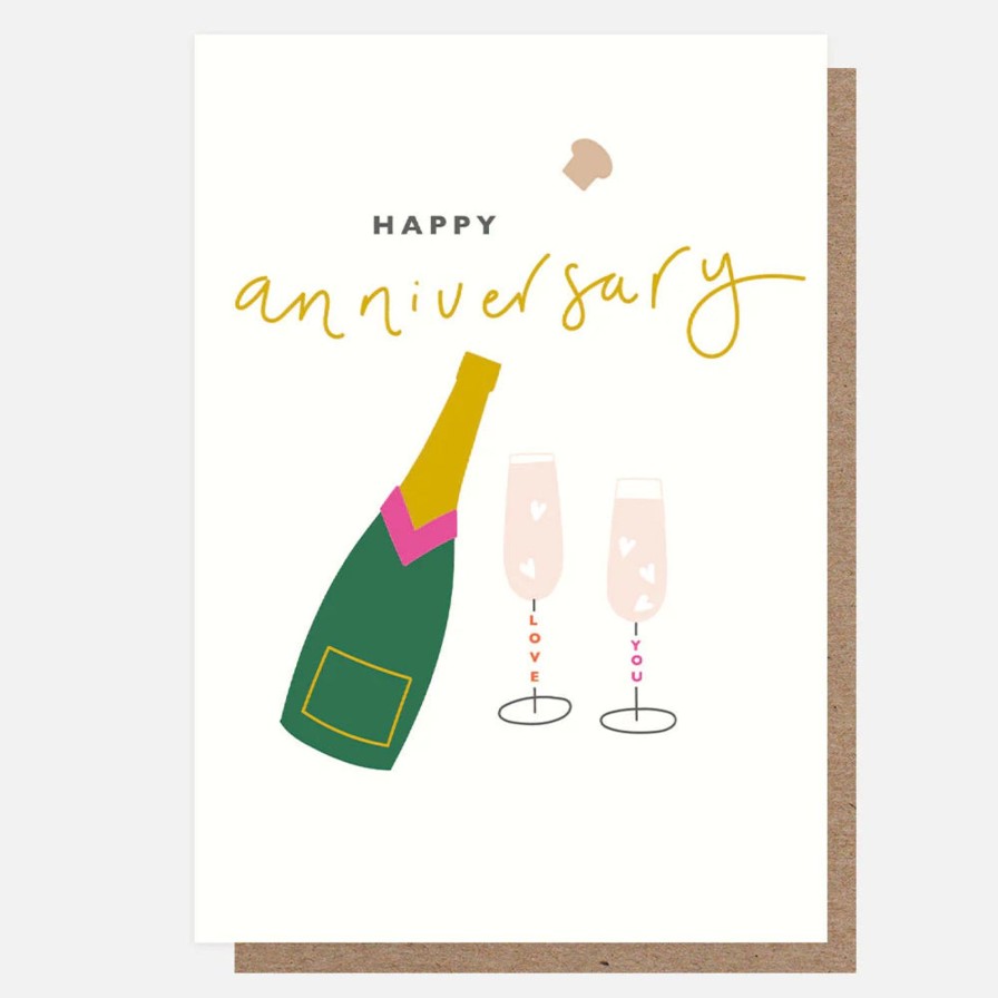 Art & Paper Notes & Queries | Bottle And Glasses Anniversary Card