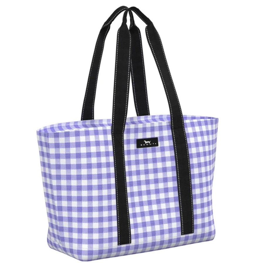 Women SCOUT Totes | Out N About Zip -Top Tote-Pattern: Amethyst & White Check