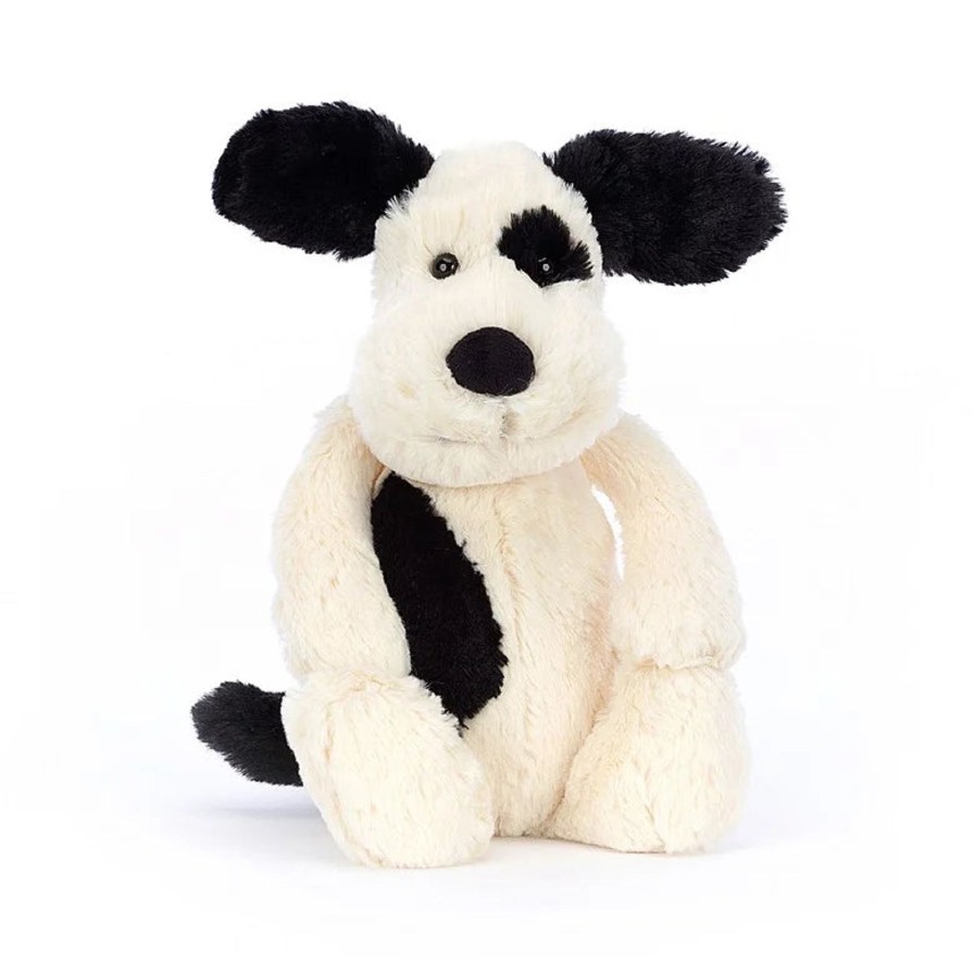 Littles Jellycat | Bashful Black & Cream Puppy-Medium-H12" X W5