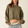 Women Free People Sweaters & Jackets | Easy Street Crop Pullover-Dried Basil