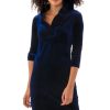 Women Gretchen Scott Dresses | Ruffneck Dress Silky Velvet Navy