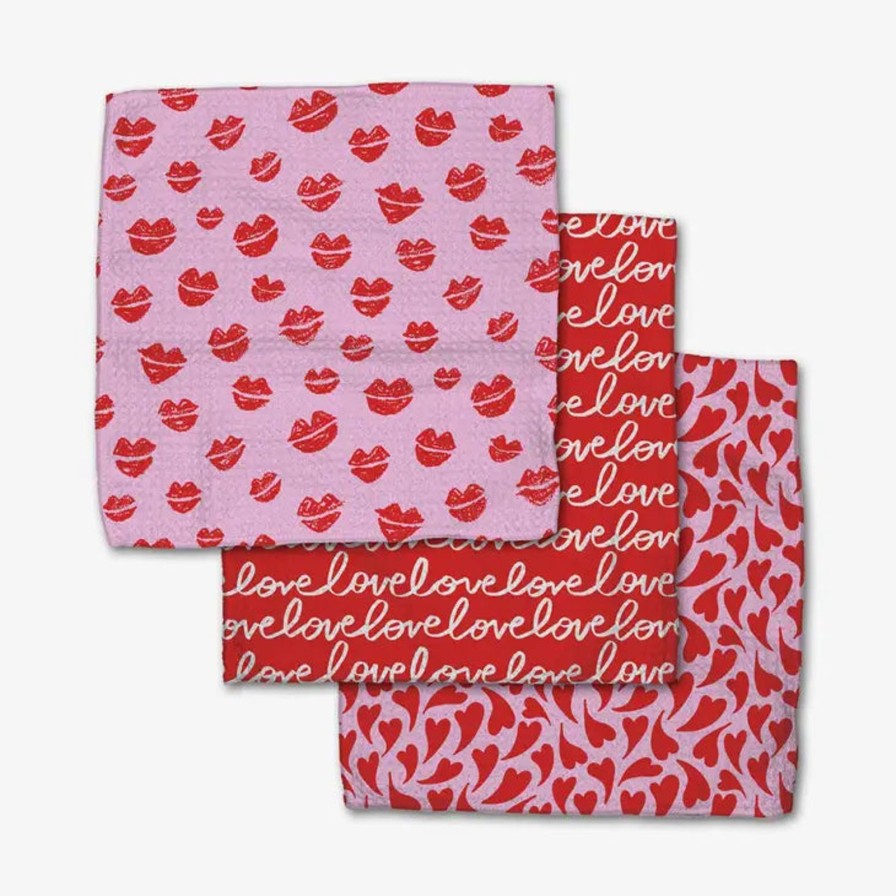 Home Geometry Linens | Swooning Hearts Dishcloth Set