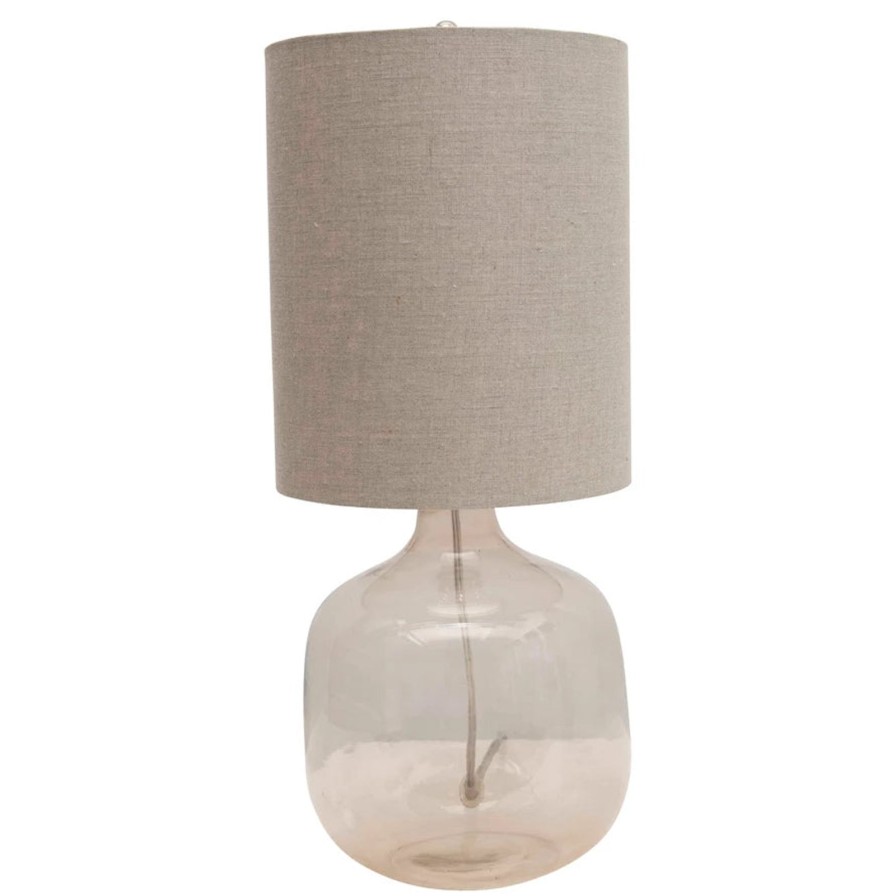 Home SYNPLE Lamps | Glass Table Lamp With Cotton Shade