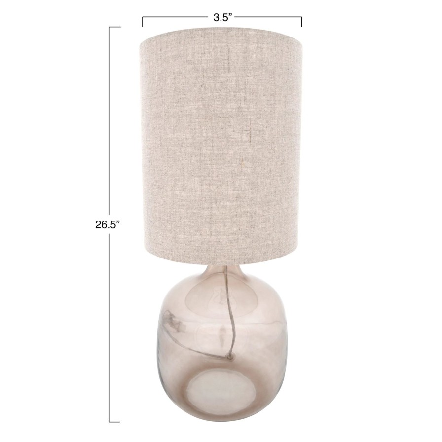 Home SYNPLE Lamps | Glass Table Lamp With Cotton Shade