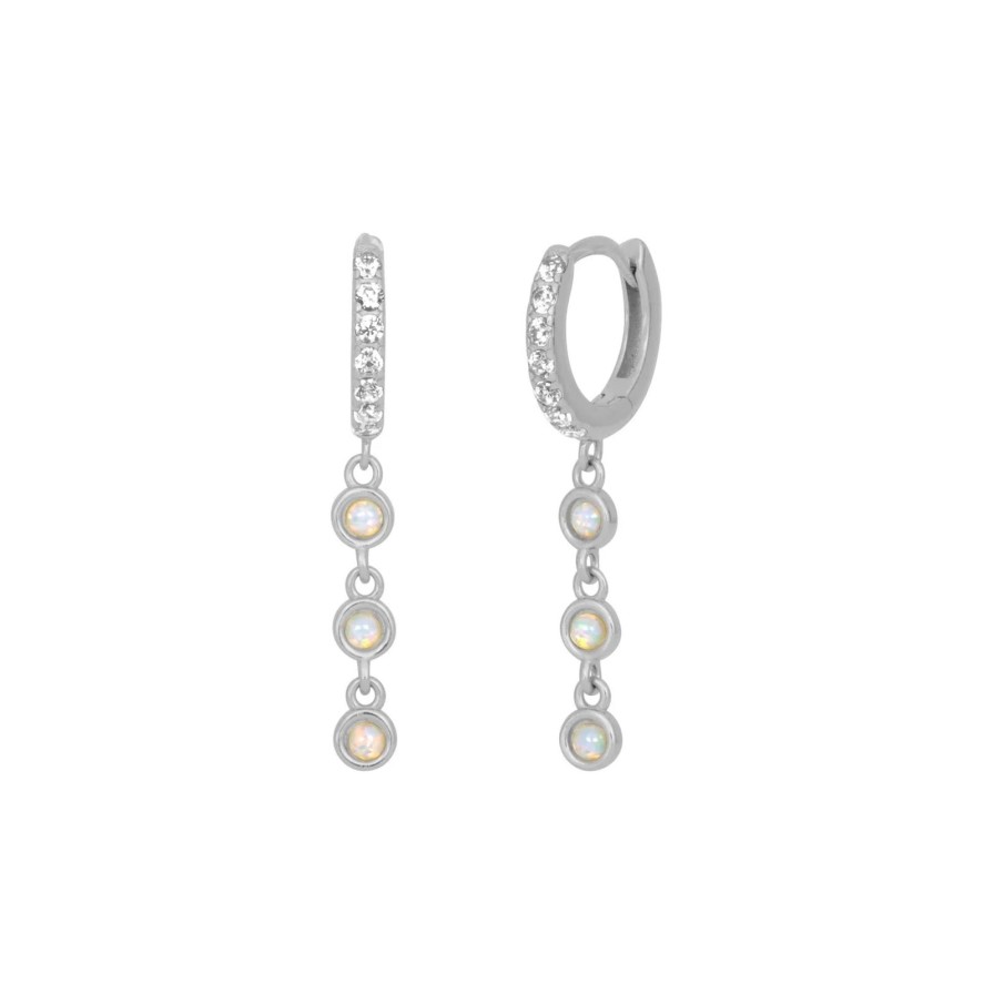 Women Fyb Earrings | Sophia Opal Huggies-Silver