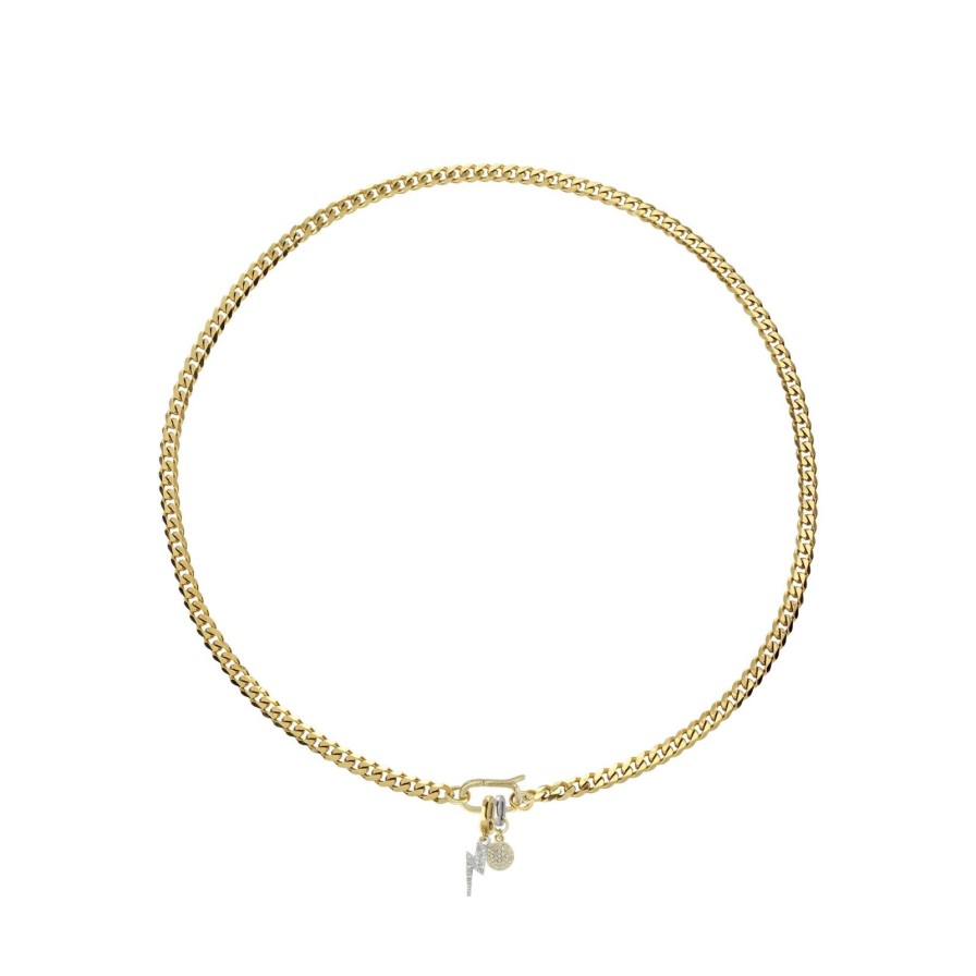 Women Artizan Joyeria Necklaces | Cuban Link Lightning Charm Necklace