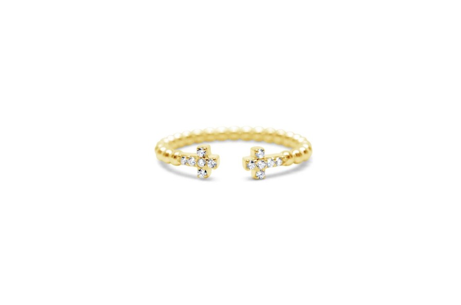 Women Stia Rings | It Fits! Pave Cross Droplet Wire Ring