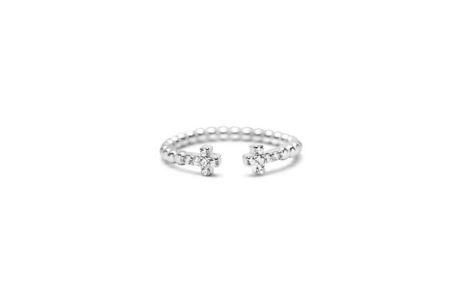 Women Stia Rings | It Fits! Pave Cross Droplet Wire Ring