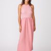 Women Stateside Dresses | Linen Mixed Media High Neck Dress