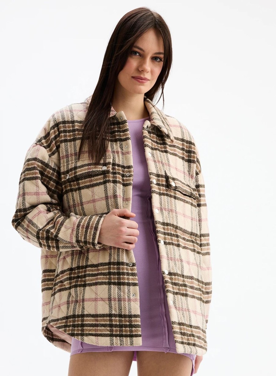 Women CHRLDR Sweaters & Jackets | Quilted Lumber Jacket