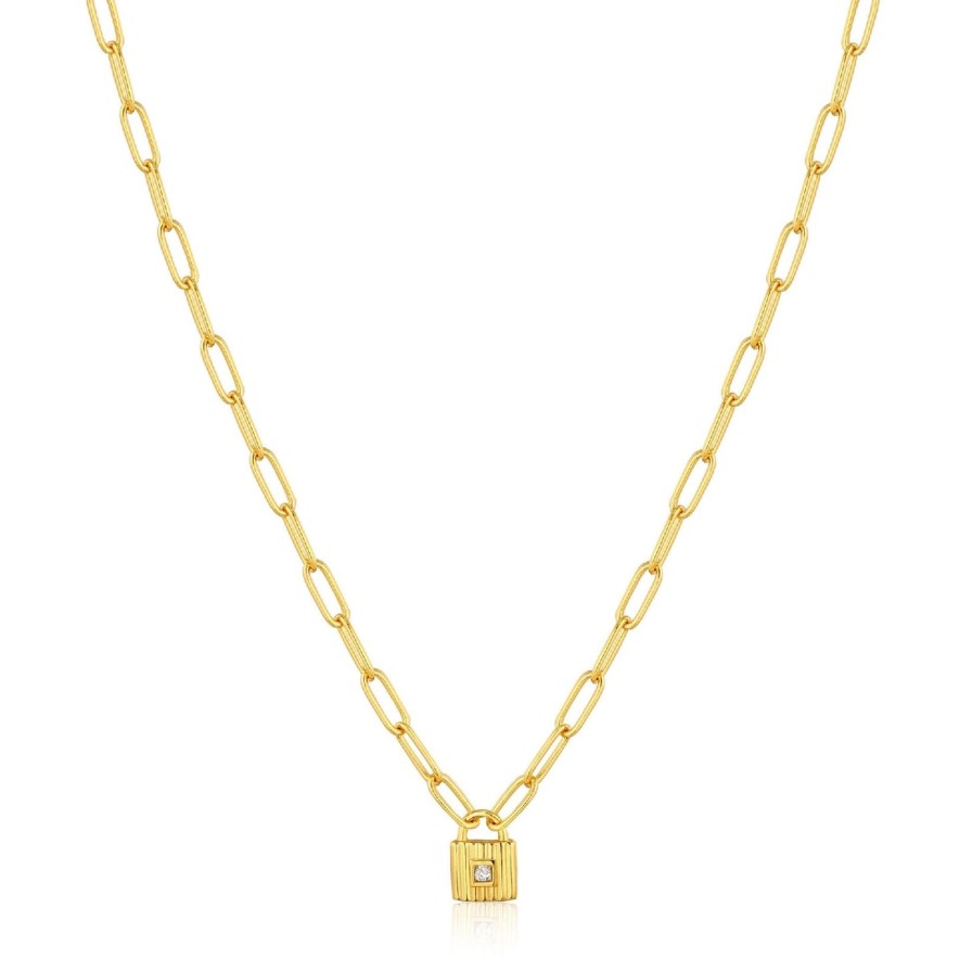 Women ANIA HAIE Necklaces | Gold Chunky Chain Padlock Necklace