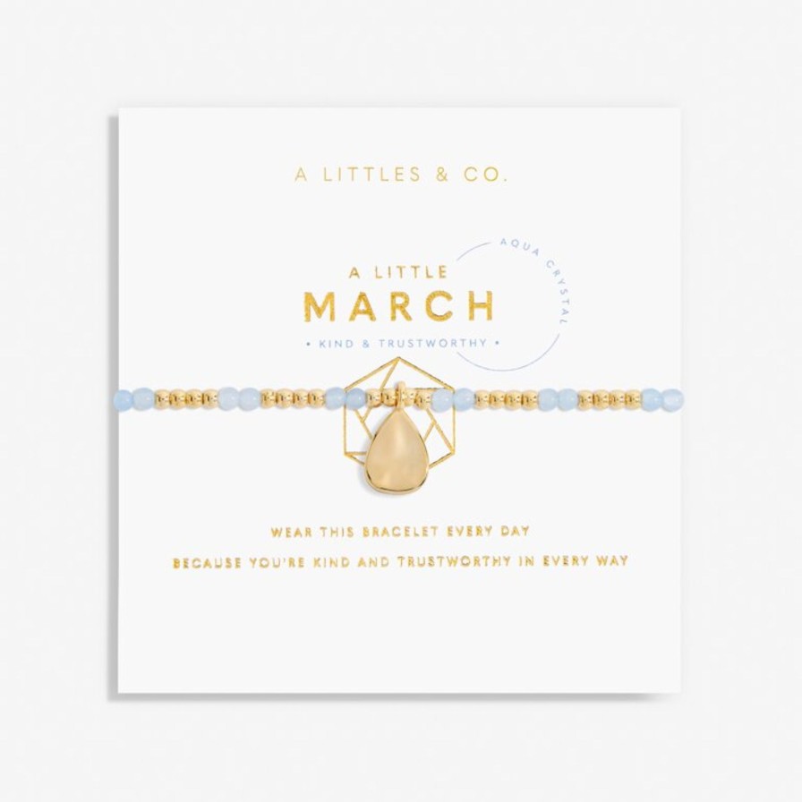 Women A Littles & Co. Bracelets | Birthstone A Little March Bracelet In Gold-Tone Plating-Aqua Crystal