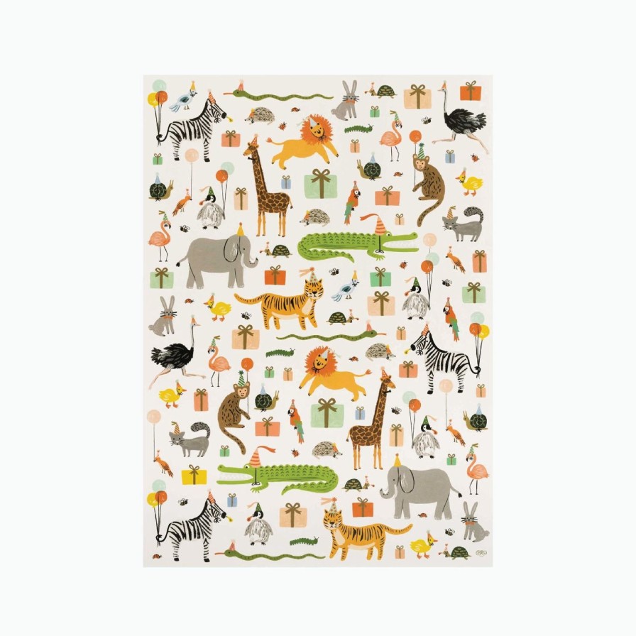 Art & Paper Rifle Paper Co. | Party Animals Wrapping Sheets- Roll Of 3