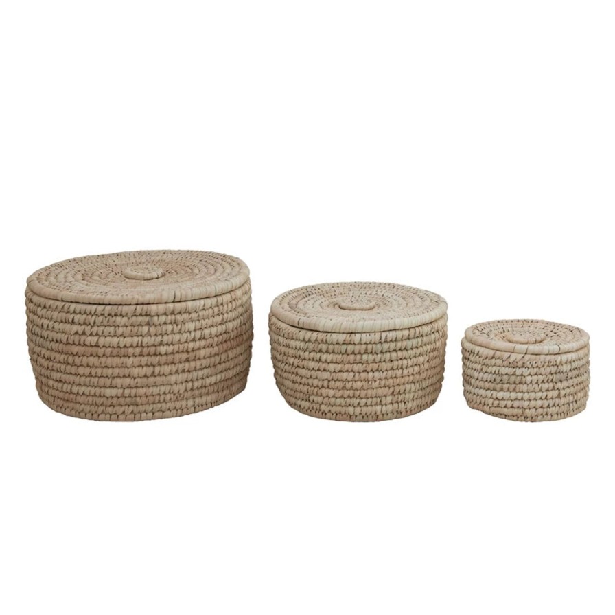 Home SYNPLE Decor | Hand-Woven Baskets With Lids-3 Sizes