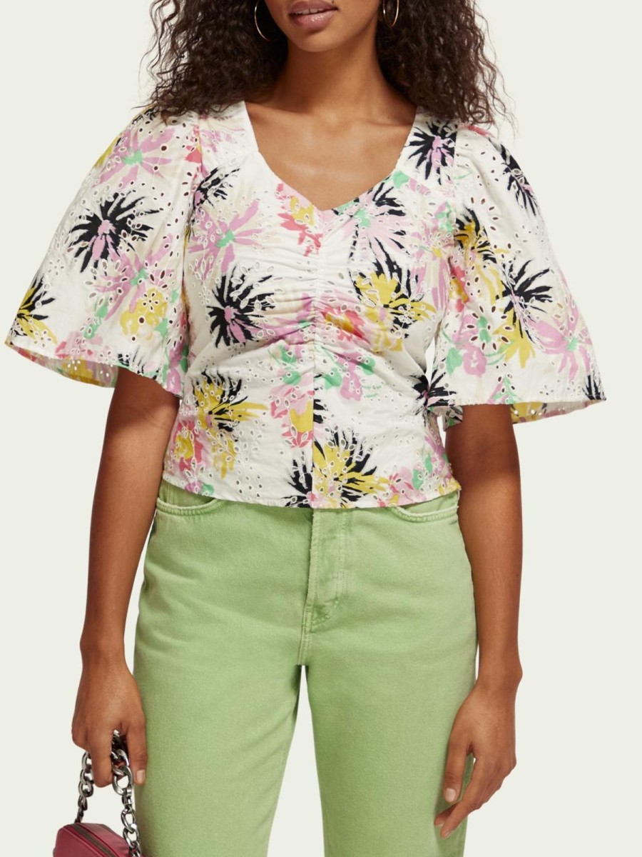 Women Scotch & Soda Dresses | Floral Flutter Sleeve Top