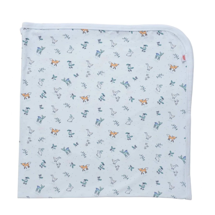 Littles Magnetic Me | Woodsy Tale Swaddle Blanket-Blue