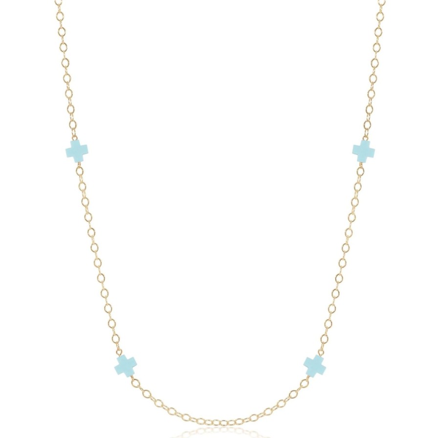 Women Enewton Necklaces | Necklace Simplicity Chain Gold-Signature Cross Turquoise