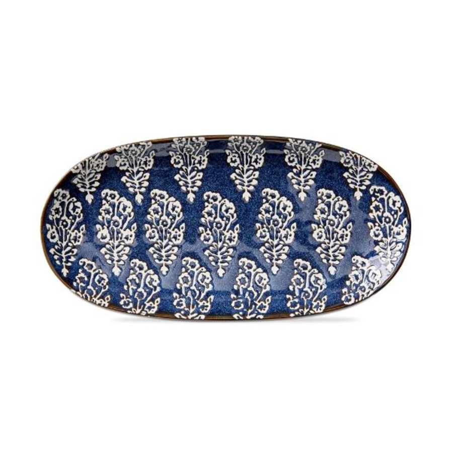 Home SYNPLE Serveware | Cottage Reactive Glaze Oval Platter-Blue