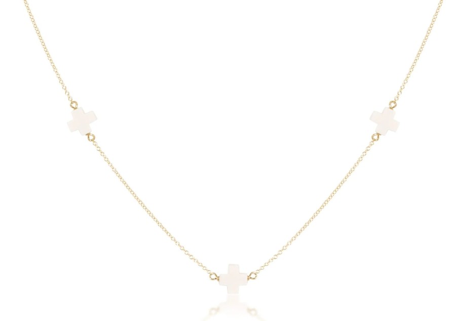 Women Enewton Necklaces | Choker Simplicity Chain Gold-Signature Cross Off-White