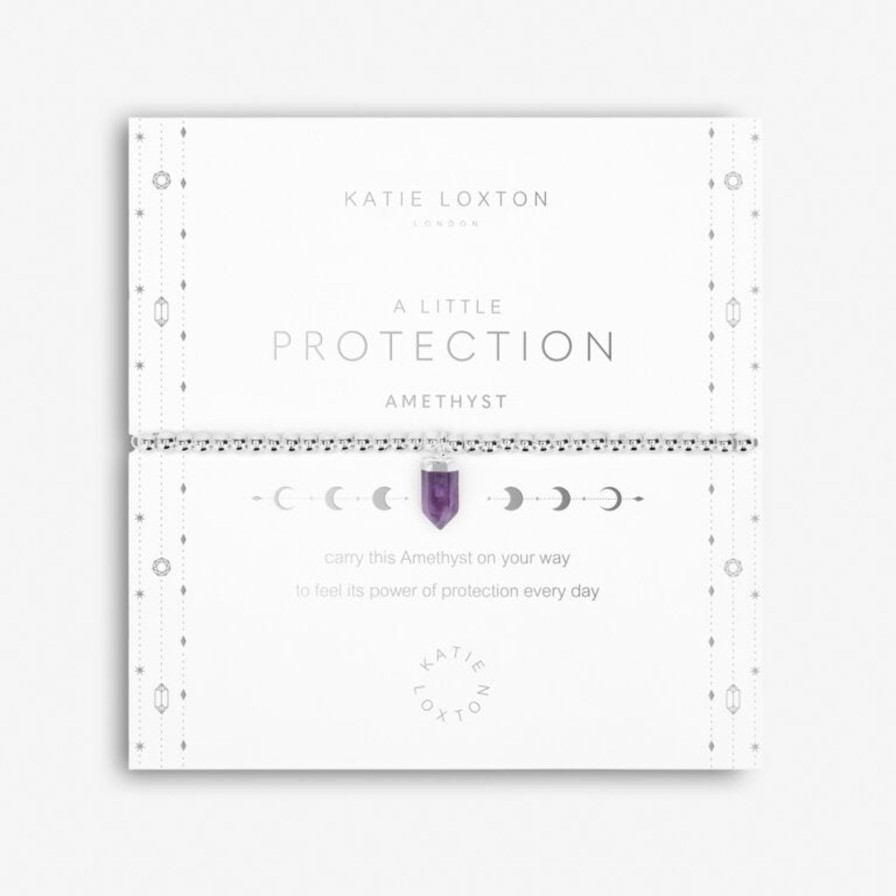 Women Katie Loxton Bracelets | Affirmation Crystal (Amethyst) A Little 'Protection' Bracelet-6 7/8" Stretch