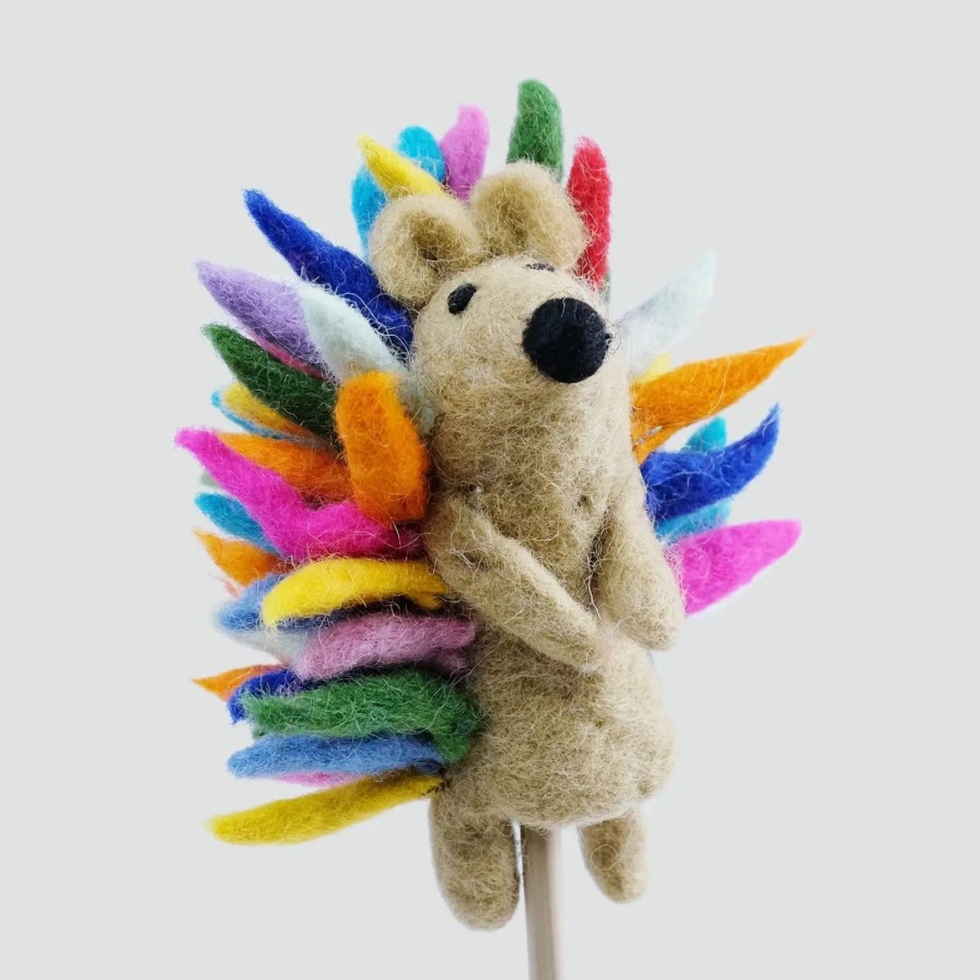 Littles The Winding Road | Felt Finger Puppet-Rainbow Hedgehog