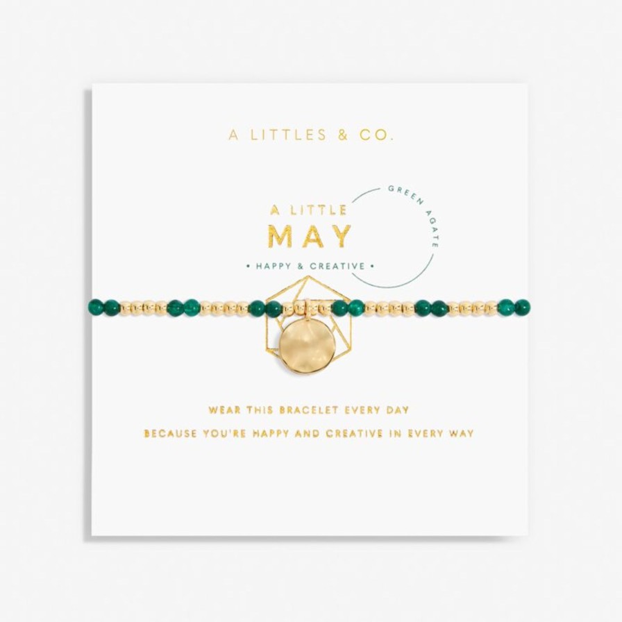 Women A Littles & Co. Bracelets | Birthstone A Little May Bracelet In Gold-Tone Plating-Green Agate