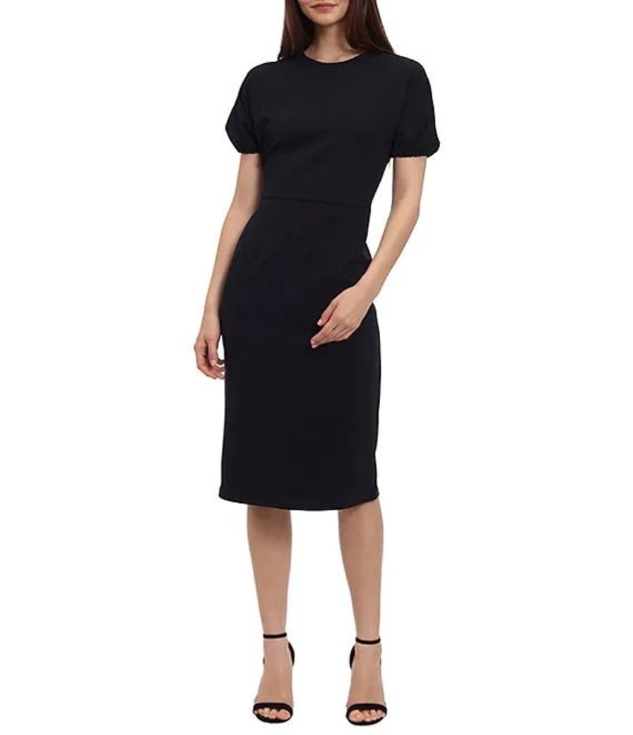 Women Donna Morgan Dresses | Puff Sleeve Midi Pencil Dress