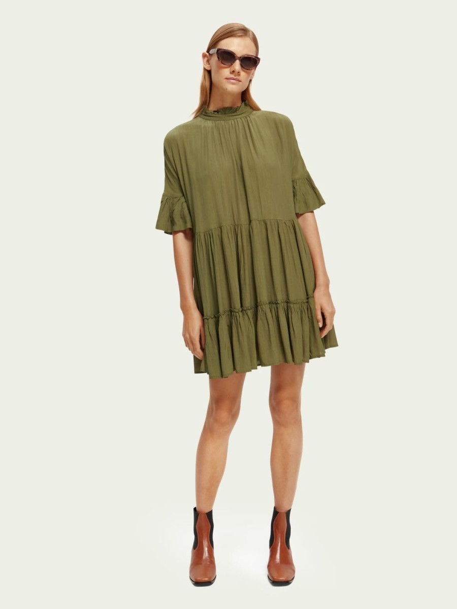 Women Scotch & Soda Dresses | Ruffle Sleeve Tiered Mini Dress