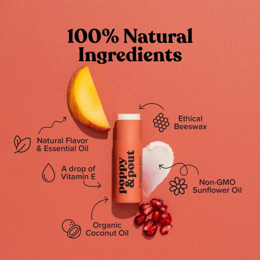 Bath & Beauty poppy & pout Lips | Pomegranate Peach Lip Balm