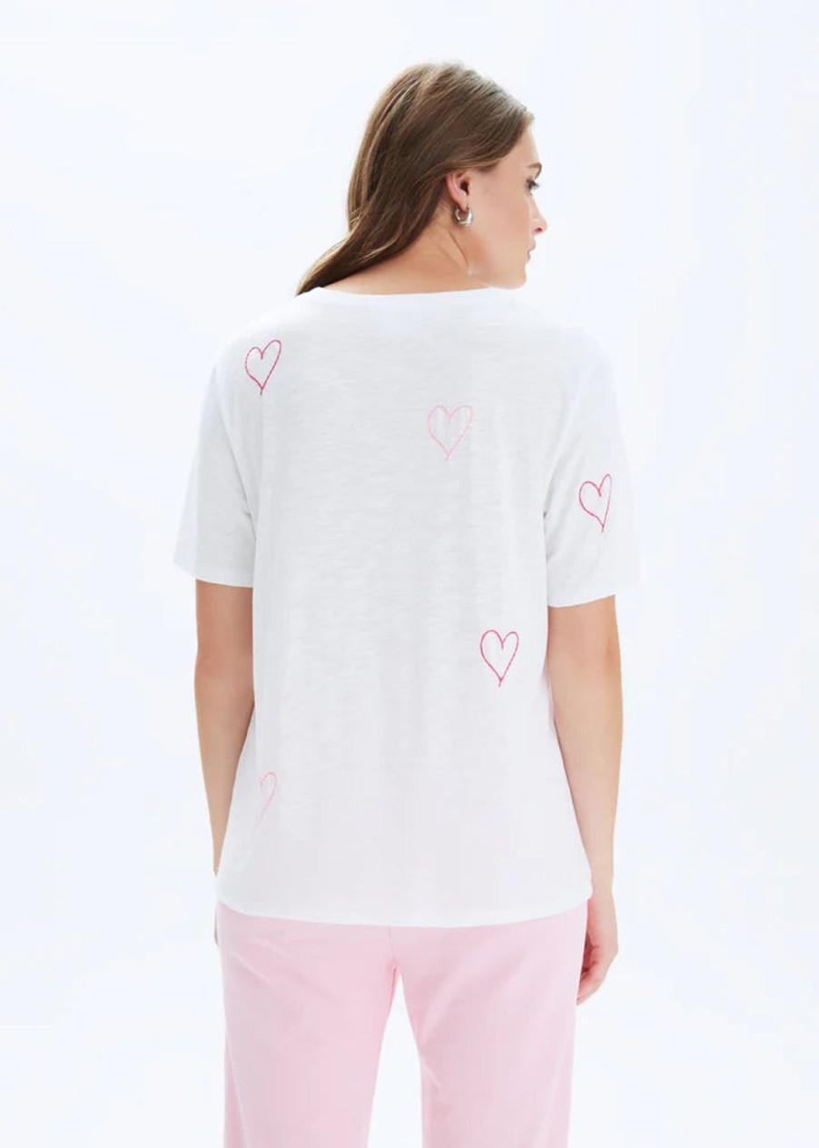 Women CHRLDR Tops | Heart Stitch Wide T-Shirt