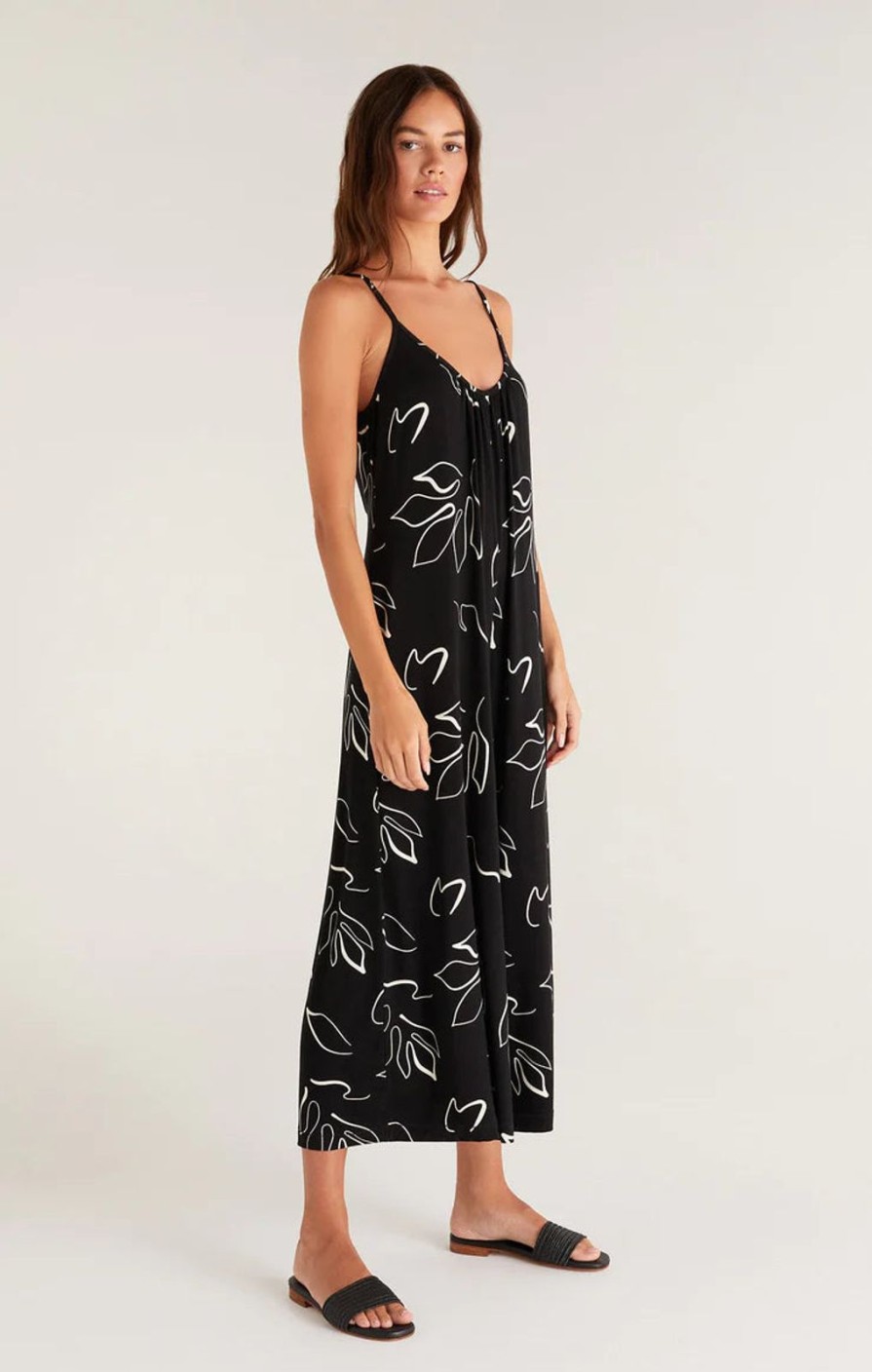 Women Z SUPPLY Jumpsuits | Summerland Abstract Floral Jumpsuit-Black