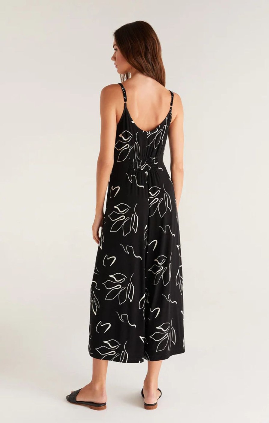 Women Z SUPPLY Jumpsuits | Summerland Abstract Floral Jumpsuit-Black