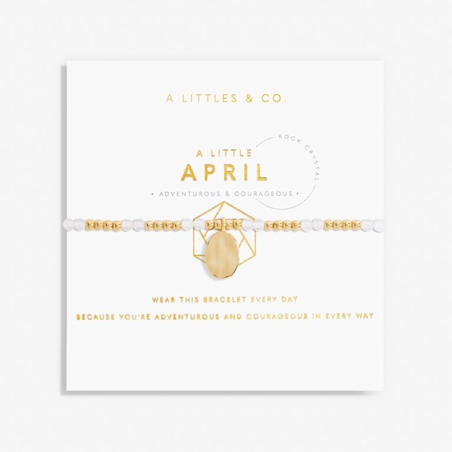 Women A Littles & Co. Bracelets | Birthstone A Little April Bracelet In Gold-Tone Plating-Rock Crystal