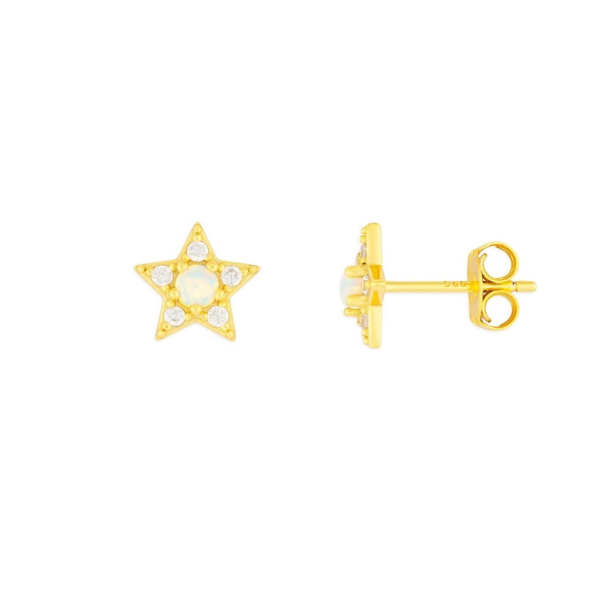 Women fyb Earrings | Opal Star Studs-Gold