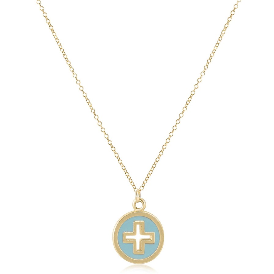 Women Enewton Necklaces | Necklace Gold-Signature Cross Gold Disc-Turquoise