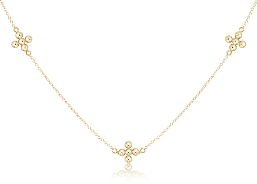 Women Enewton Necklaces | Choker Simplicity Chain Gold-Classic Beaded Signature Cross Gold