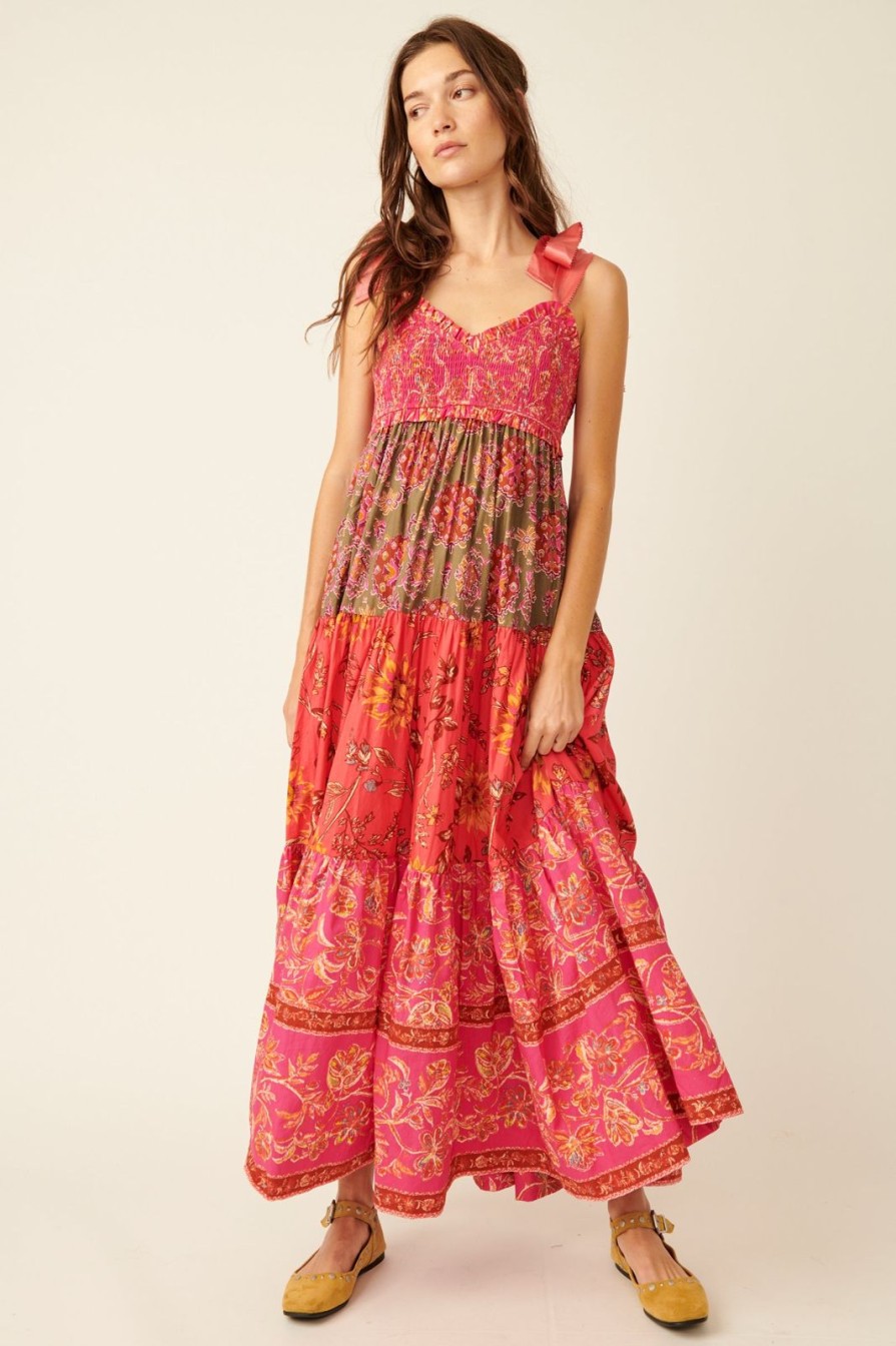 Women Free People Dresses | Bluebell Maxi-Magenta Combo