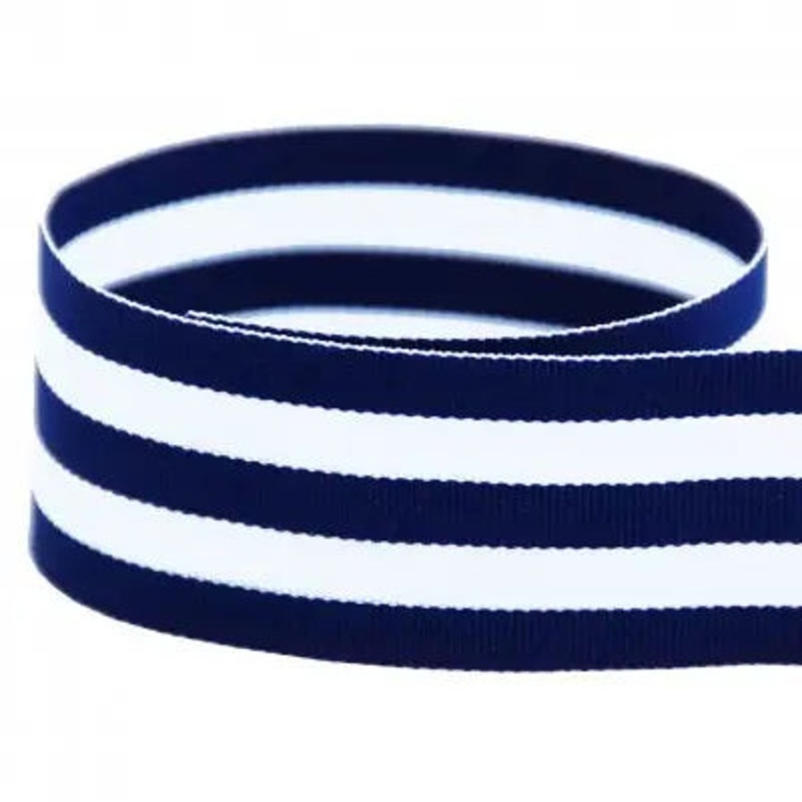 Art & Paper WH Hostess Social Stationary | Striped Grosgrain Ribbon Spool-Navy