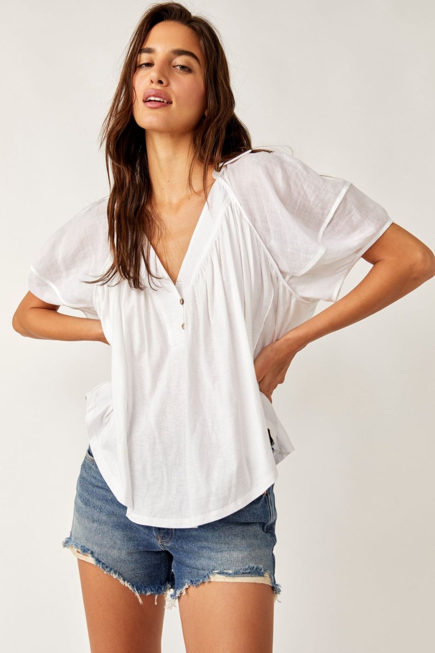 Women Free People Tops | Sunray Babydoll Top-Optic White