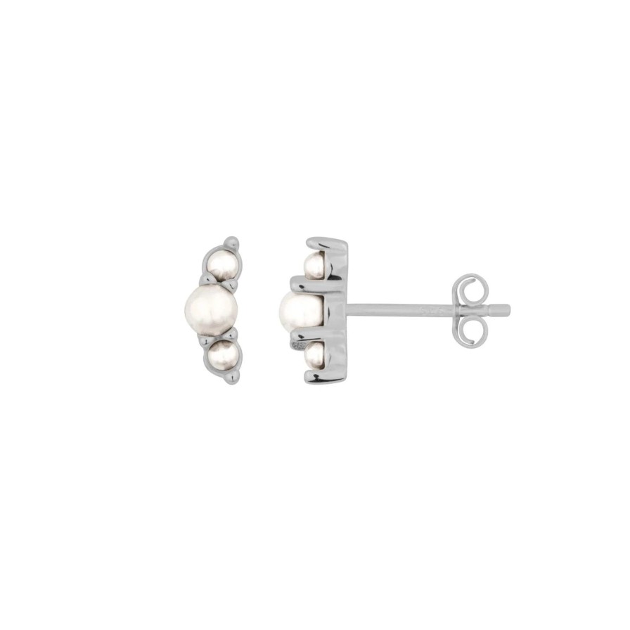 Women Fyb Earrings | Lucie Pearl Studs-Silver