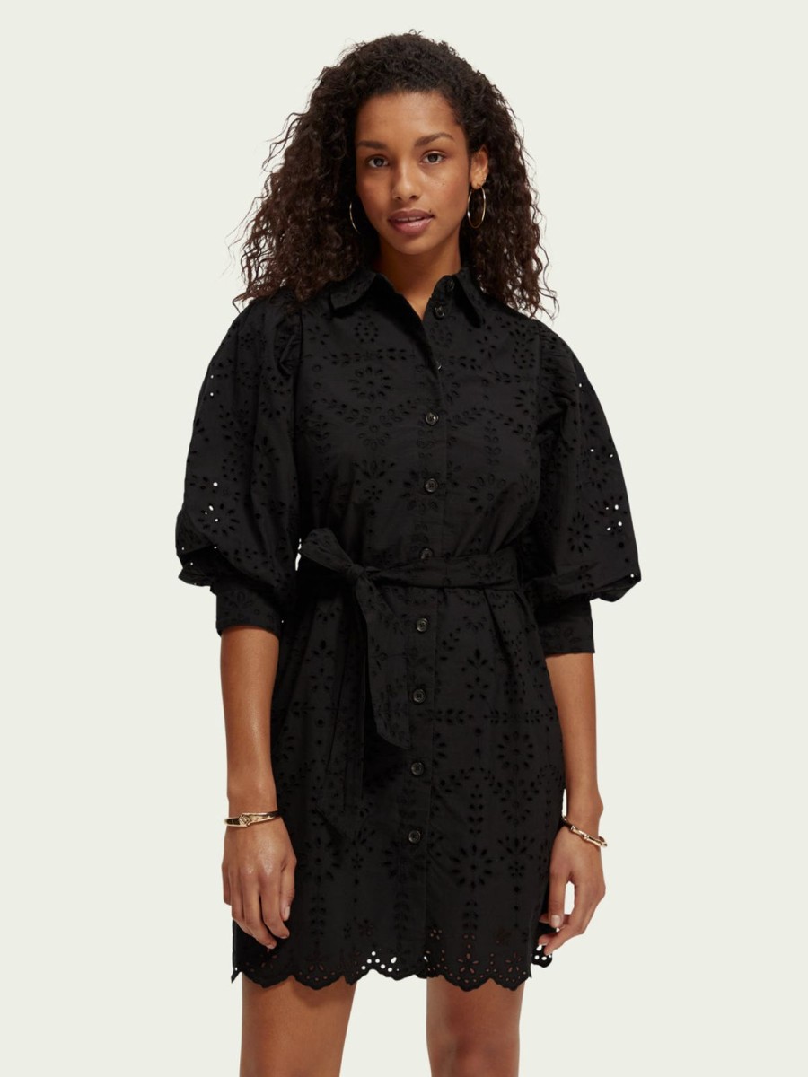 Women Scotch & Soda Dresses | Puffed Sleeve Broderie Anglaise Mini Dress