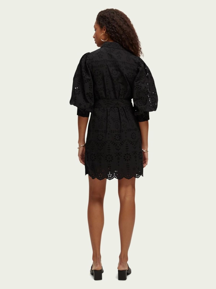 Women Scotch & Soda Dresses | Puffed Sleeve Broderie Anglaise Mini Dress