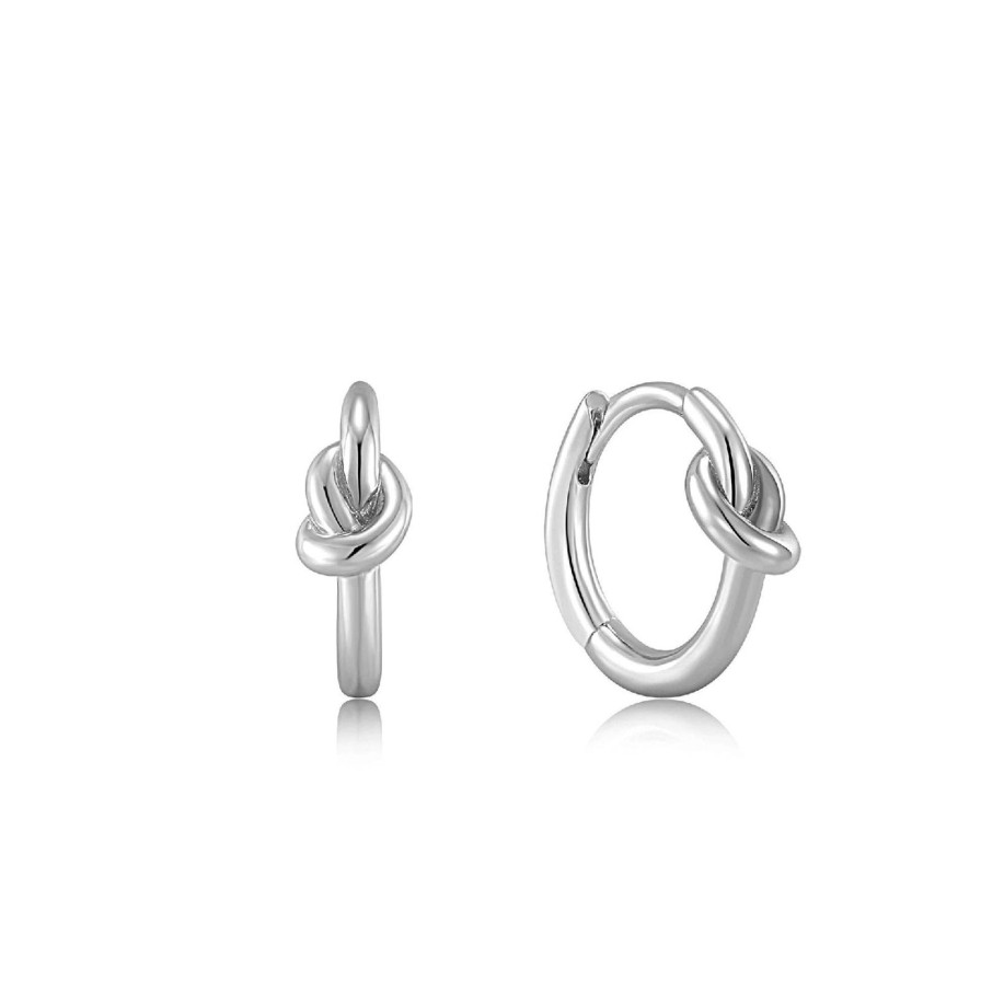 Women ANIA HAIE Earrings | Silver Knot Huggie Hoop Earrings