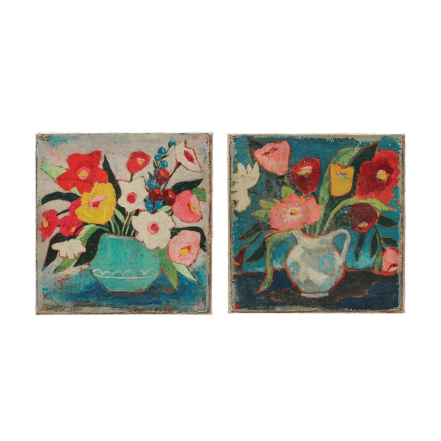 Home SYNPLE Wall Art | Canvas Wall Decor W/ Flowers In Vase, Multi Color, 2 Styles ©