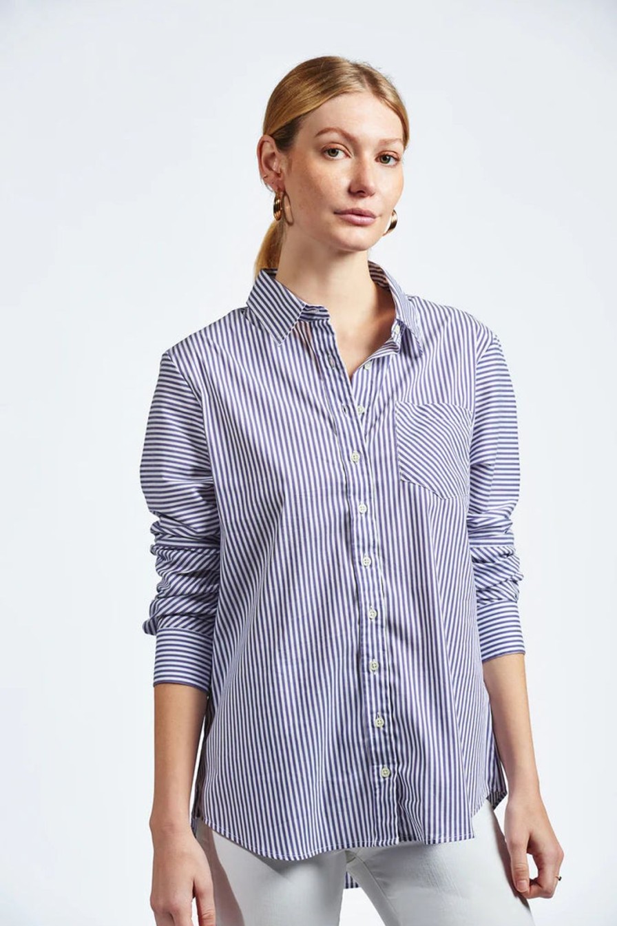 Women The Shirt Tops | The Boyfriend Shirt-Purple Stripe