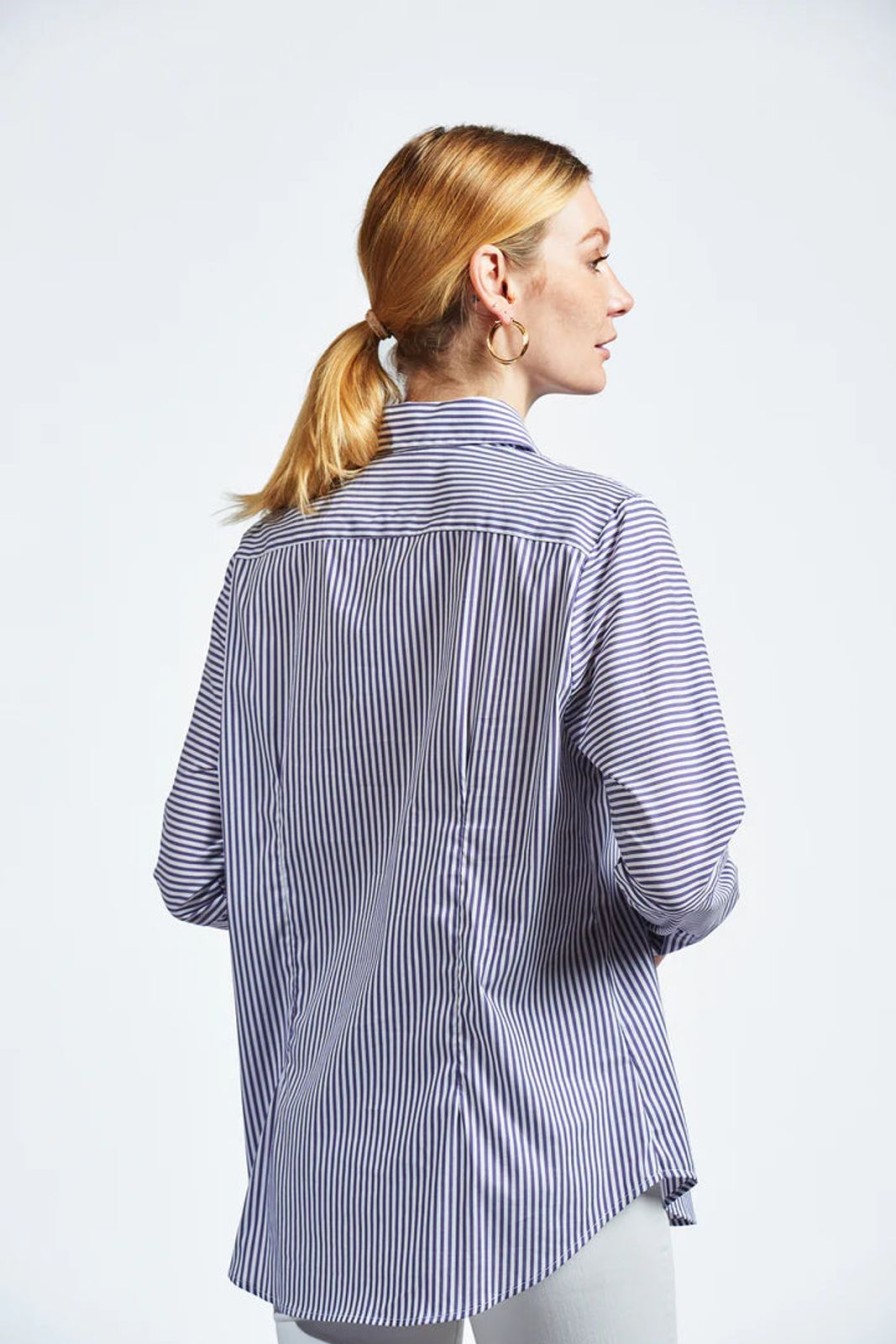 Women The Shirt Tops | The Boyfriend Shirt-Purple Stripe