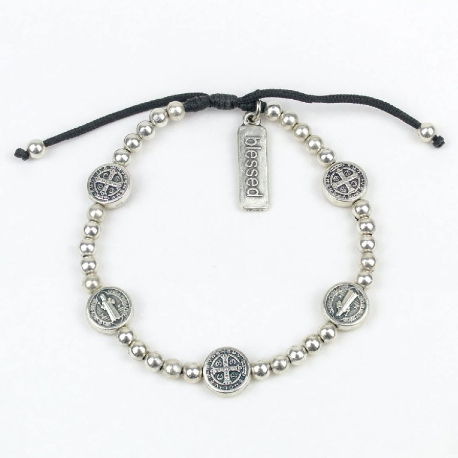 Women My Saint My Hero Bracelets | Benedictine Birthday Blessing Bracelet-Silver